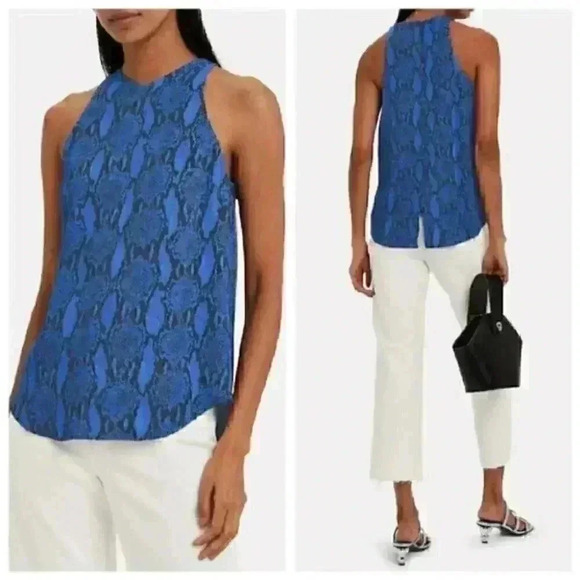NWT A.L.C. Anise Tank Top Blouse with Black and Blue Python Print - Picture 1 of 6